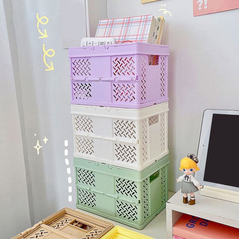 Folding Organizer Case Stackable Storage Basket Large Capacity for Makeup Storage Holder Shopping Basket Laundry Bas
